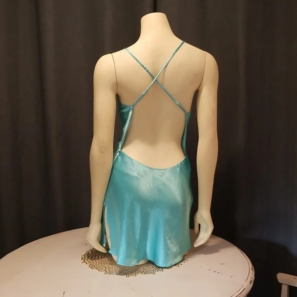 VINTAGE 2001 Victoria's Secret Slip Dress lingerie blue xsmall - Picture 3 of 11